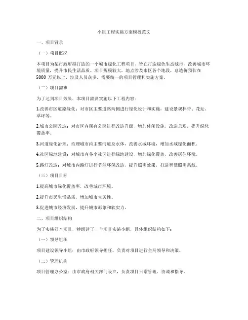 小组工程实施方案模板范文