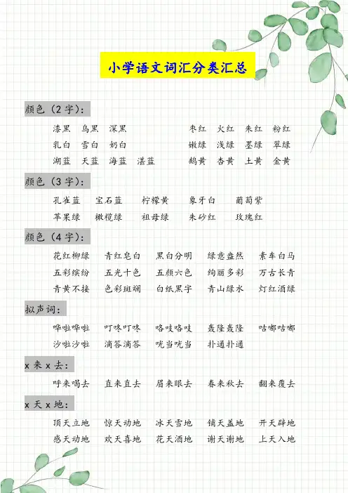 (专享)小学语文词语分类积累(高清版)