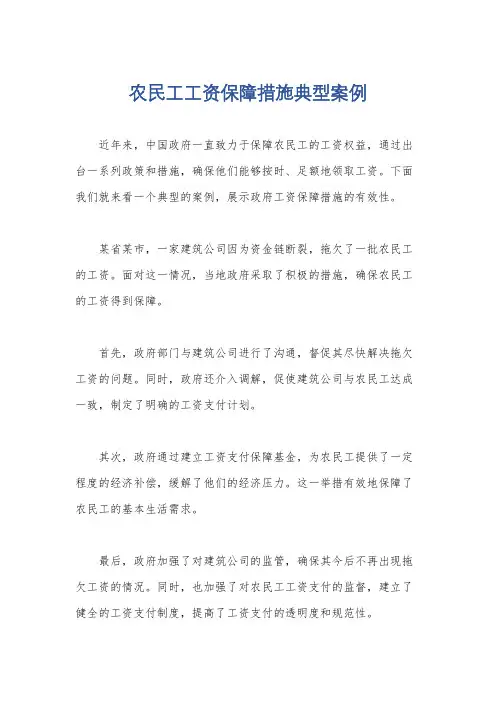 农民工工资保障措施典型案例