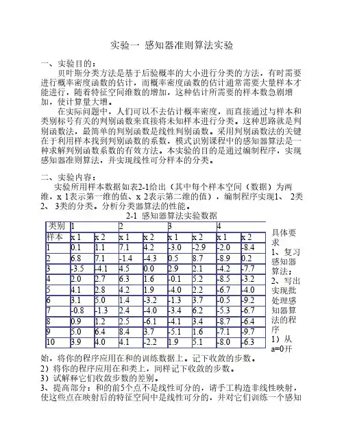 模式识别实验指导书