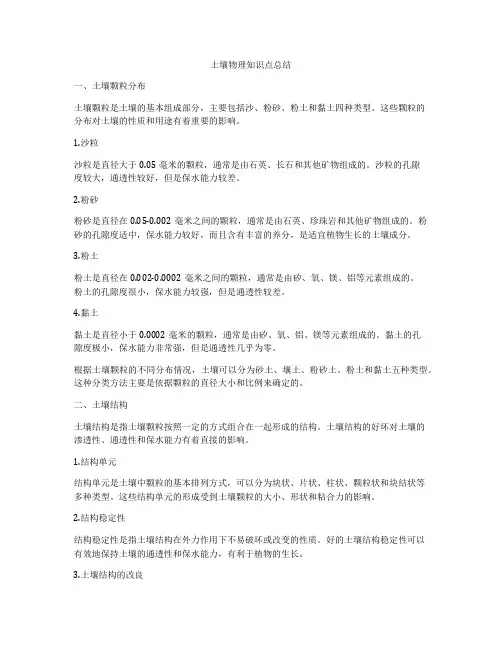 土壤物理知识点总结