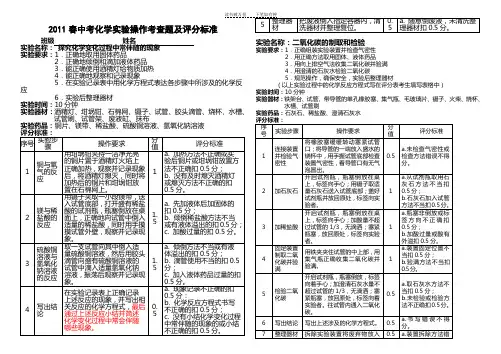 中考化学评分标准