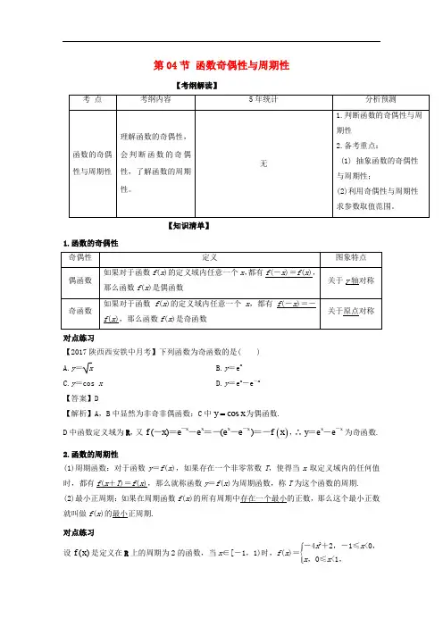 高考数学一轮复习 专题2.4 函数奇偶性与周期性(讲)