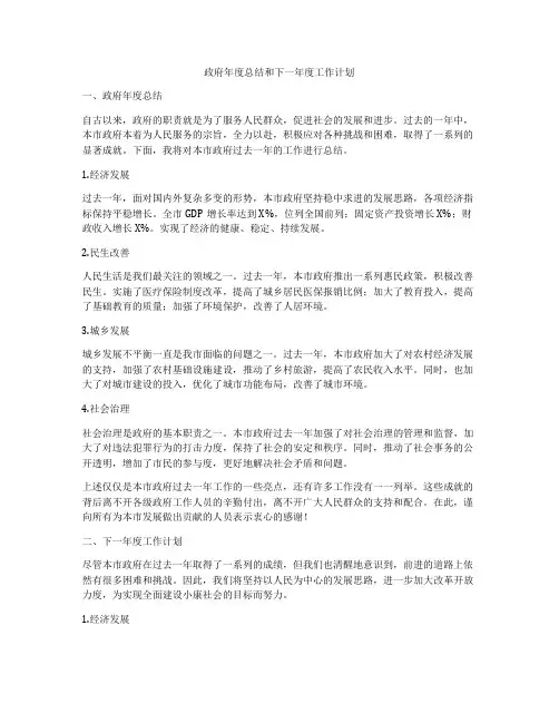 政府年度总结和下一年度工作计划