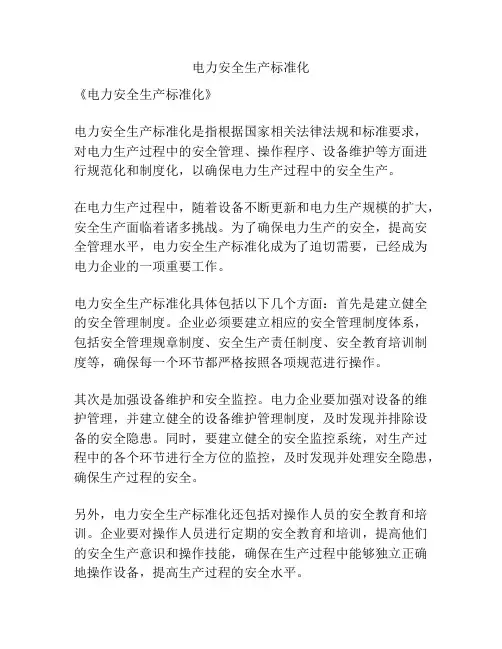 电力安全生产标准化