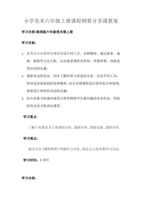 六年级美术课程纲要分享课教案
