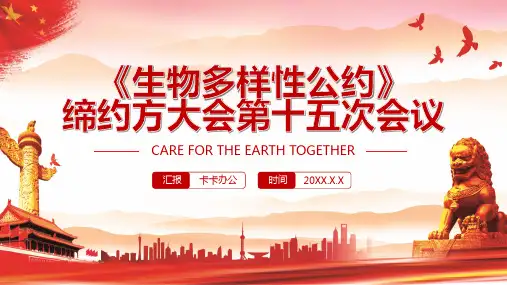 大气中国红《生物多样性公约》缔约方大会第十五次会议PPT模板