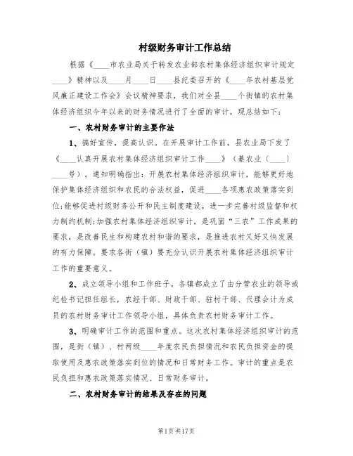 村级财务审计工作总结(6篇)