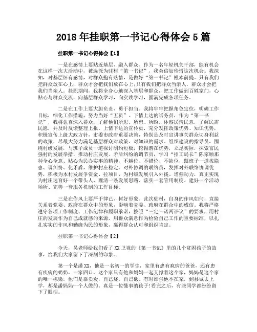 挂职第一书记心得体会5篇