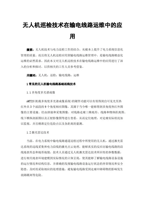 无人机巡检技术在输电线路运维中的应用