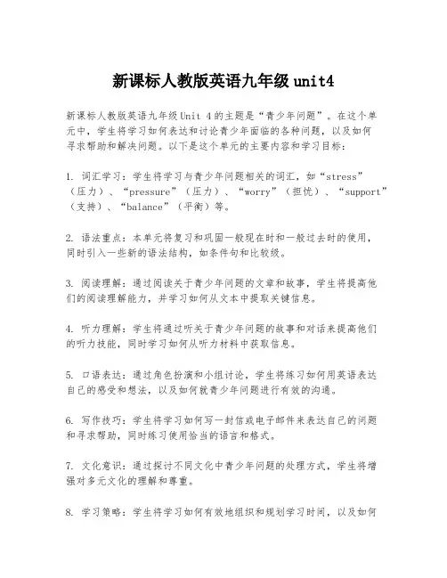 新课标人教版英语九年级unit4