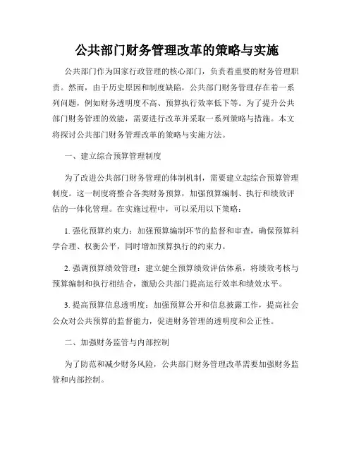 公共部门财务管理改革的策略与实施
