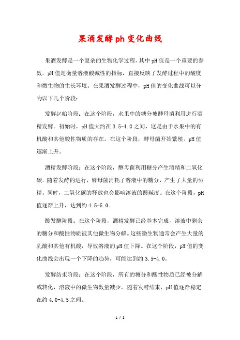 果酒发酵ph变化曲线