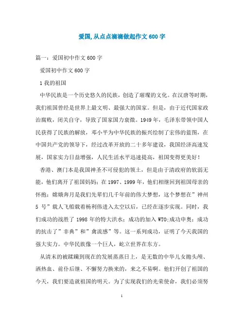 爱国,从点点滴滴做起作文600字