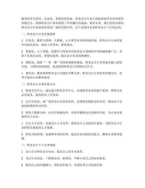 财务会计未来总结范文