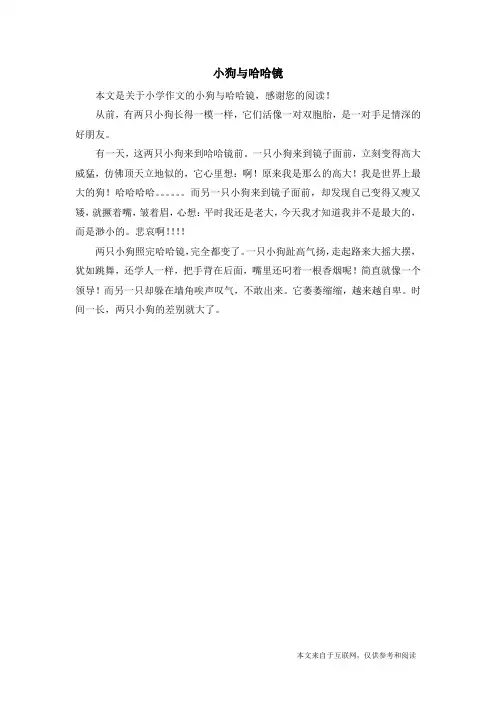小狗与哈哈镜_小学作文