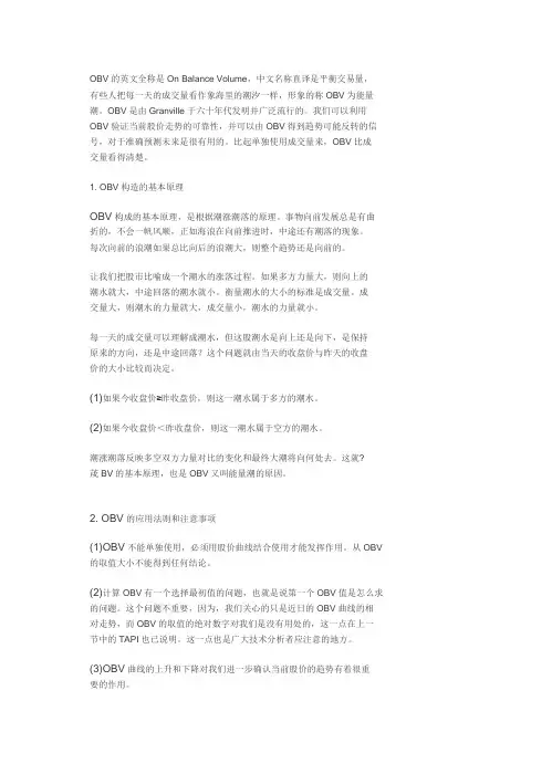 OBV的英文全称是On Balance Volume
