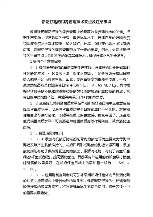 断奶仔猪的饲养管理技术要点及注意事项