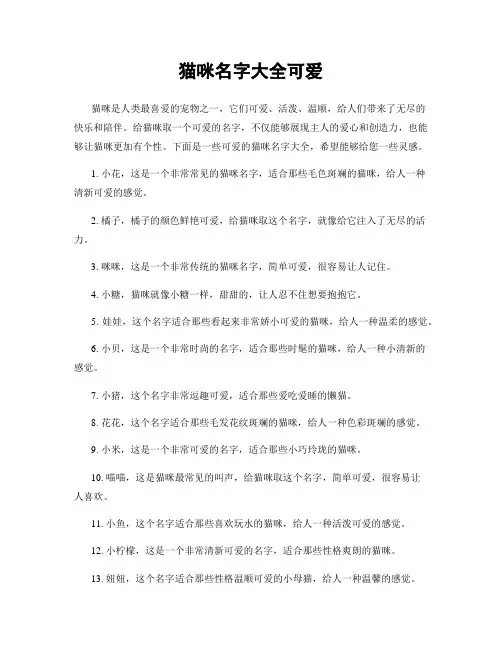 猫咪名字大全可爱