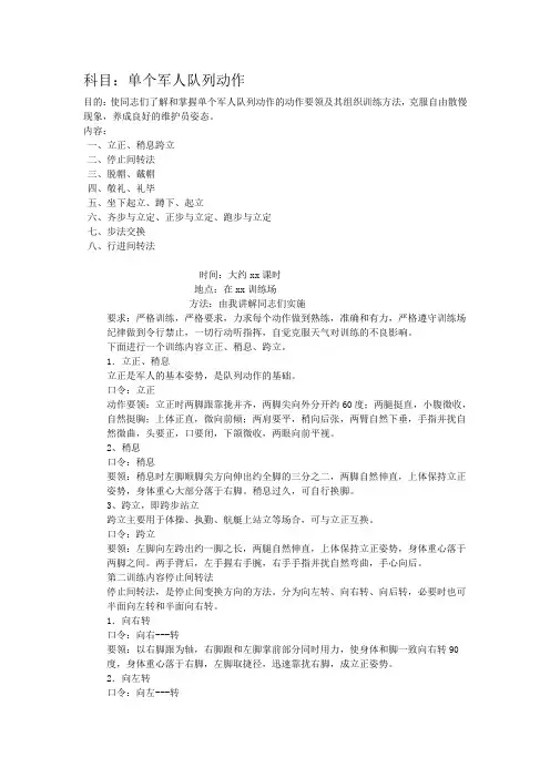 单个军人军事队列动作