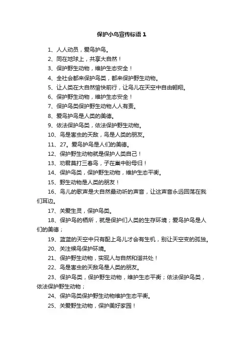 保护小鸟宣传标语