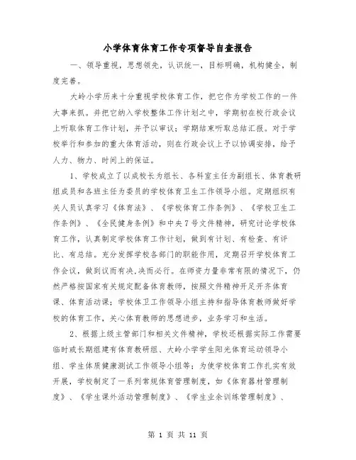 小学体育体育工作专项督导自查报告(二篇)