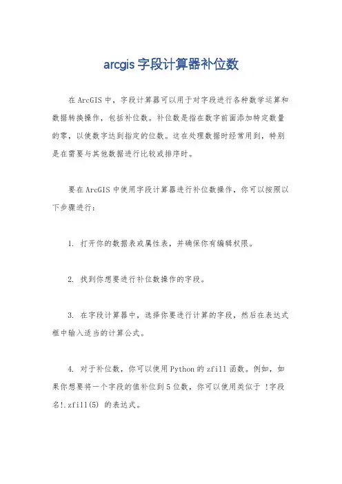 arcgis 字段计算器补位数