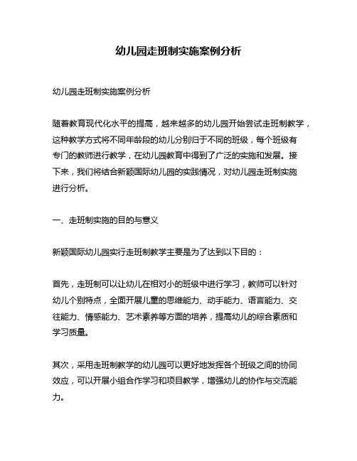 幼儿园走班制实施案例分析