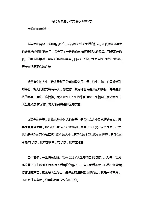 写给对象的小作文暖心1000字