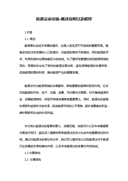 能源法审议稿-概述说明以及解释