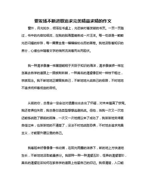 要发扬不断进取追求完美精益求精的作文