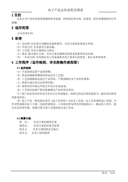 电子产品定价流程及图表