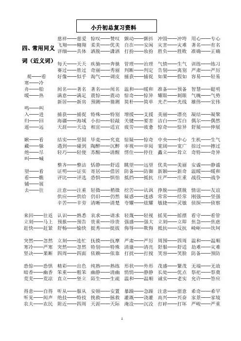 常见近义词同义词总汇