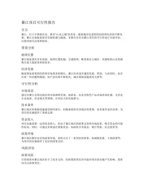 綦江项目可行性报告