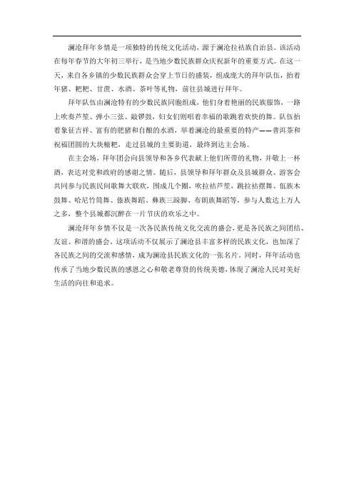 澜沧拜年乡情简介