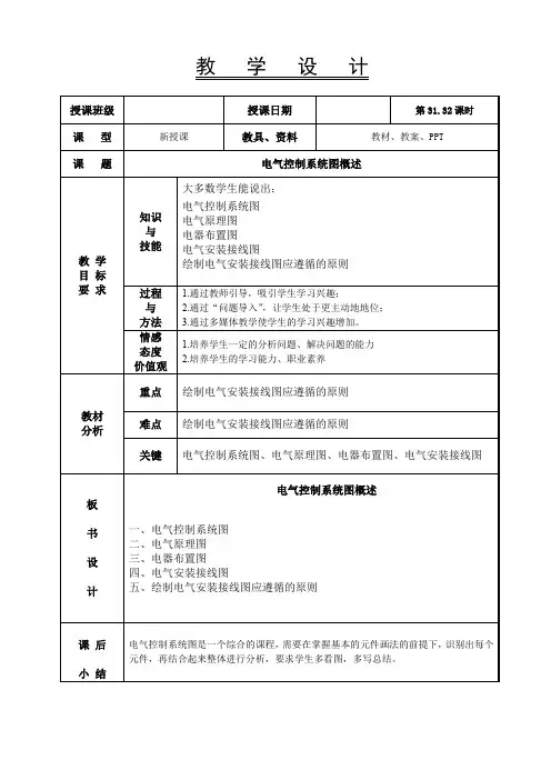 机电设备管理技术-教案2.4电气控制系统(1)