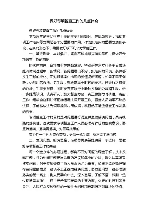 做好专项督查工作的几点体会