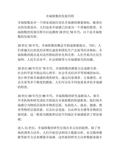 幸福指数的发展历程