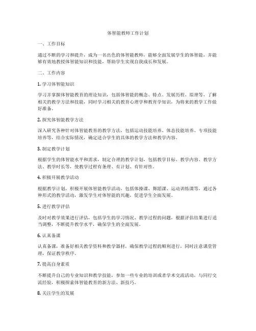 体智能教师工作计划