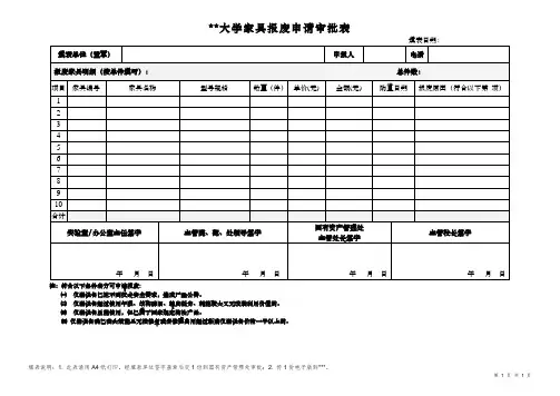 家具报废申请审批表