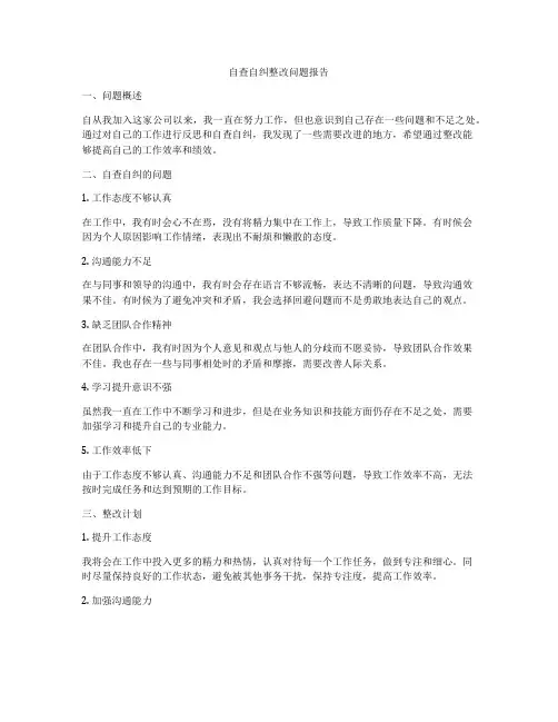 自查自纠整改问题报告