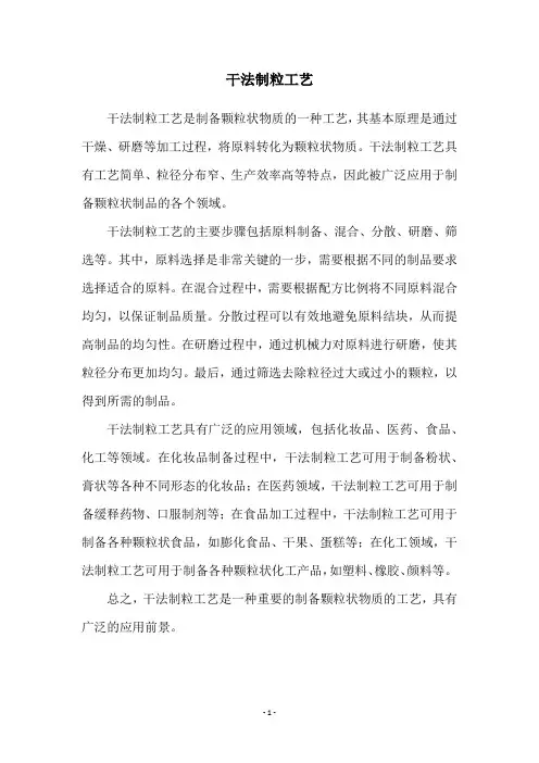 干法制粒工艺