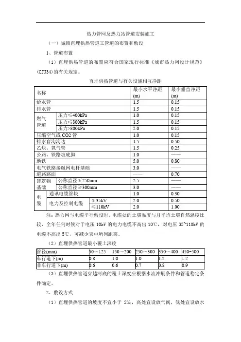 热力管网及热力站管道安装施工