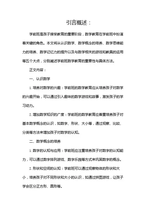 学前班的数学教育