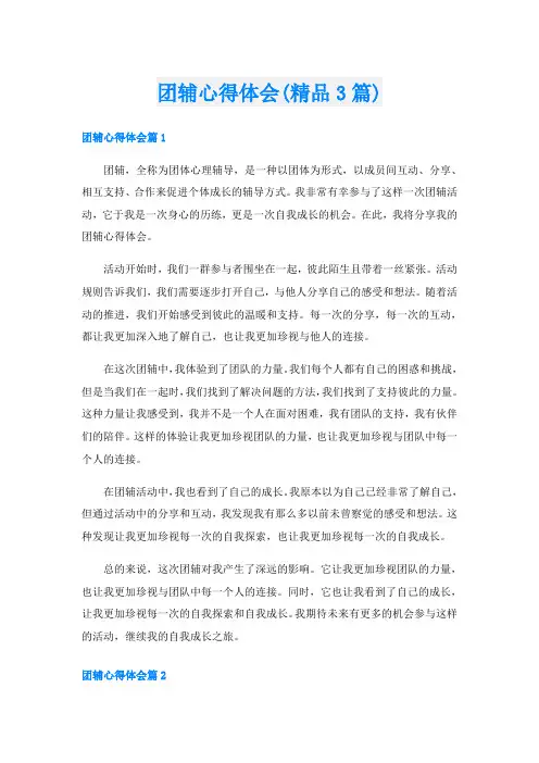 团辅心得体会(精品3篇)