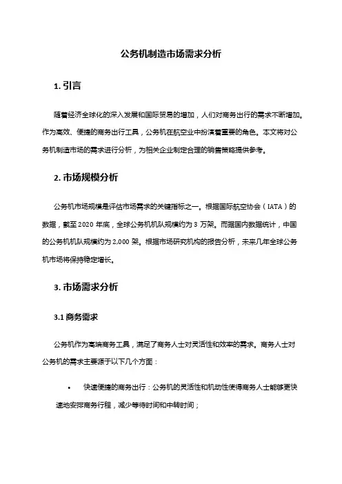2024年公务机制造市场需求分析