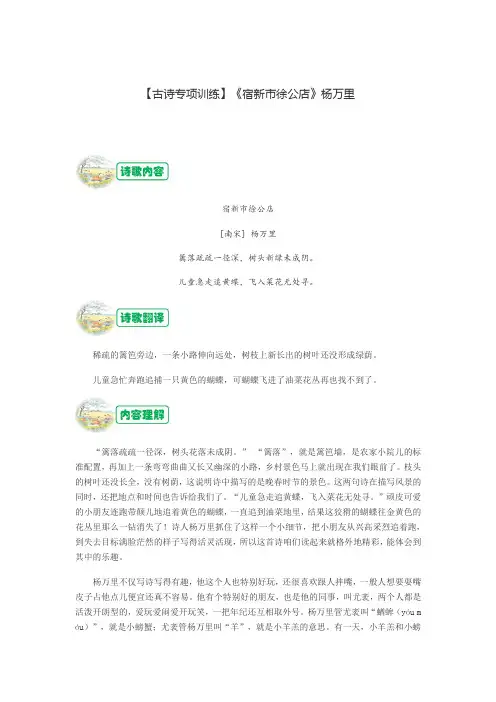 【古诗专项训练】《宿新市徐公店》杨万里