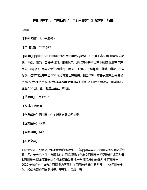 四川美丰:“四同步”“五引领”汇聚前行力量