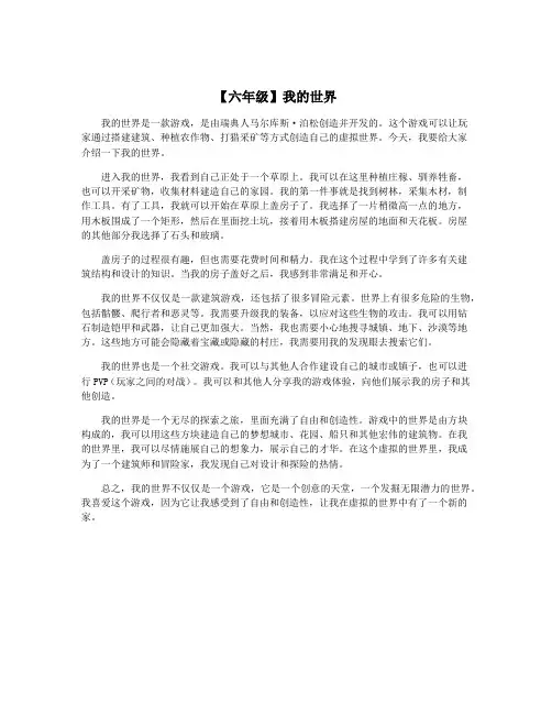【六年级】我的世界