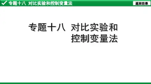 中考复习专题十八 对比实验和控制变量法
